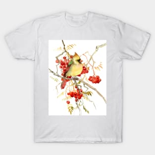 Cardinal Bird and Berries T-Shirt